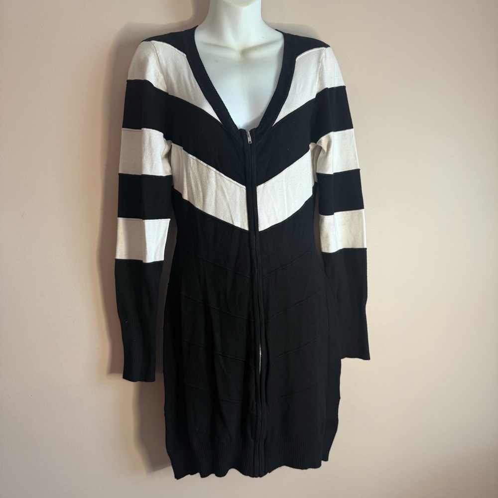 G BY GUESS Black and White Striped dress